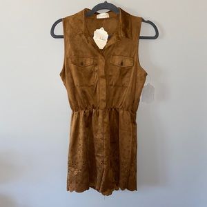 Altar’d State Brown Suede-Like Romper